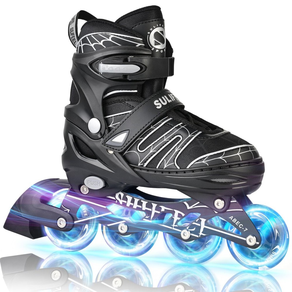 SULIFEEL Inline Skates with Blades for Kids Boys Youth Ages 6-12 8-12 5-8 with Light up Wheels 4 Sizes Adjustable Roller Skates for Beginners Indoor Outdoor Sports
