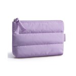 BAGSMART Small Makeup Bag, Puffy Portable Cosmetic Pouch with Charm Zipper, Water-Resistant Travel Organizer for Women (Lilac, Small)