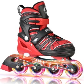 SULIFEEL Inline Skates with Blades for Kids Boys Youth Ages 6-12 8-12 5-8 with Light up Wheels 4 Sizes Adjustable Roller Skates for Beginners Indoor Outdoor Sports