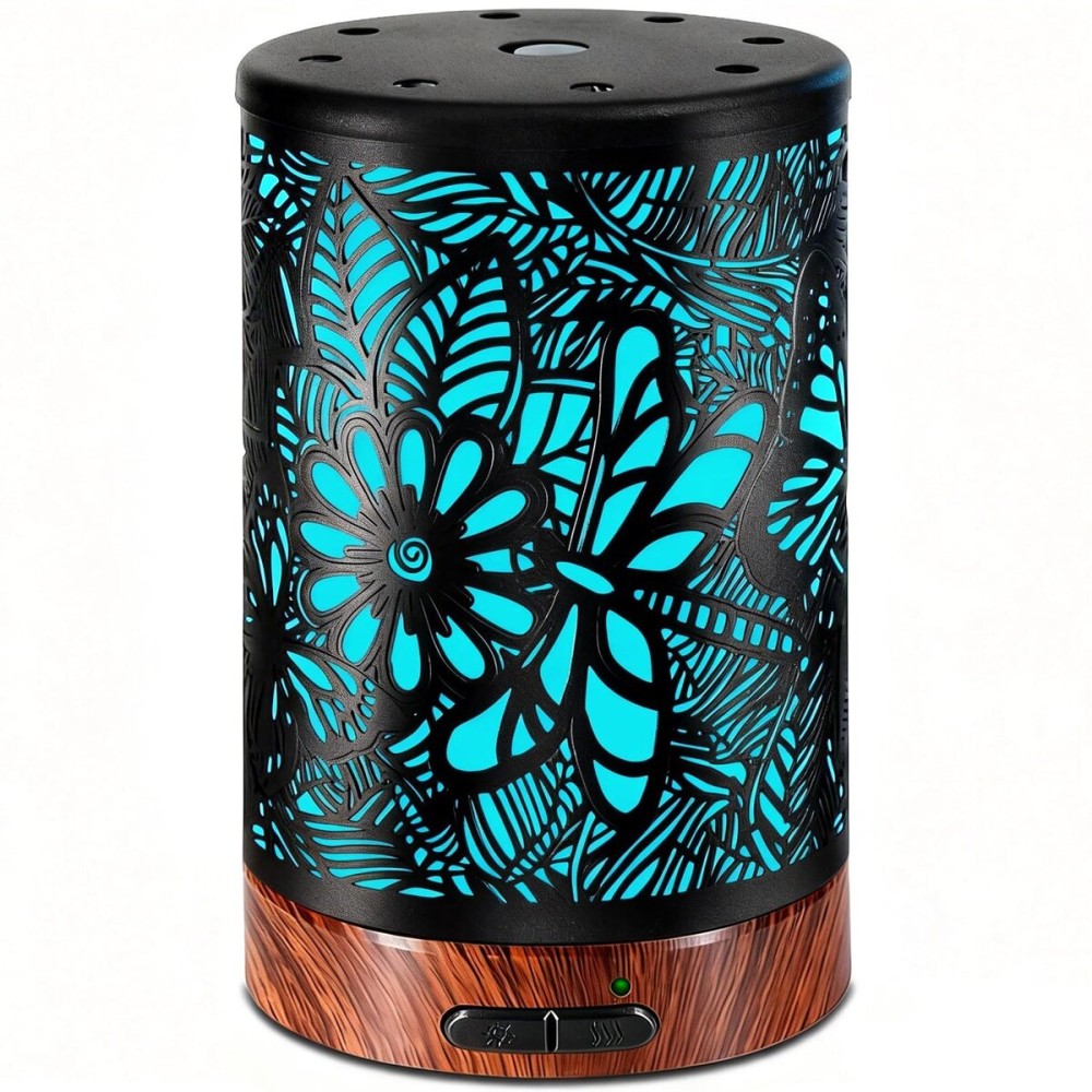 Essential Oil Diffuser Aromatherapy Diffuser - Metal Aroma Diffuser for Home 150ml Ultrasonic Cool Mist Diffuser with 7 Colors Light Auto Shut-Off Protection for Home Office Decor & Gift (Dragonfly)