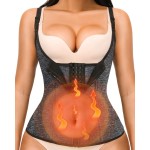 YADIFEN Waist Trainer Vest for Women,Zipper Corset Body Shaper for Tummy Control Neoprene Cincher Tank Top with Straps (Grey-Fixed shoulder straps, XS)