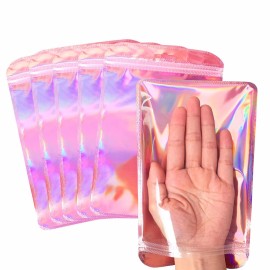 50pcs Smell Proof Bags Resealable Holographic Pouch Sample Bag Great for Party Favor Food Storage 5.3x9.6inch