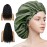 Aquior Shower Cap for Women, Extra Adjustable Shower Caps for Women Double-Layer Waterproof Reusable Hair Cap, Large Size Hair Cap for All Hair,for Girls Spa Bath,Soft and Comfortable (Green)