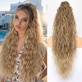 ORSUNCER Ponytail Extension Claw Clip 18 Curly Pony Tail Clip in Hair Extensions Fluffy Natural Looking Synthetic Hairpieces for Women