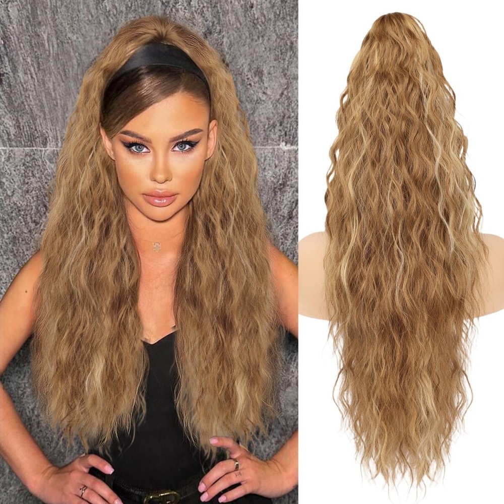 ORSUNCER Ponytail Extension Claw Clip 26 Curly Pony Tail Clip in Hair Extensions Fluffy Natural Looking Synthetic Hairpieces for Women