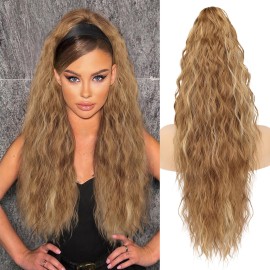 ORSUNCER Ponytail Extension Claw Clip 26 Curly Pony Tail Clip in Hair Extensions Fluffy Natural Looking Synthetic Hairpieces for Women