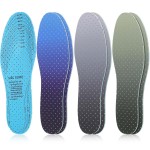 Sintege 3 Pairs Breathable Shoe Insoles Inserts Soft Cushioning Double-Layer Latex Foam Perforated Replacement Insoles for Men 7-11 Woman 2-8 (Gradient Blue, Green, Grey)