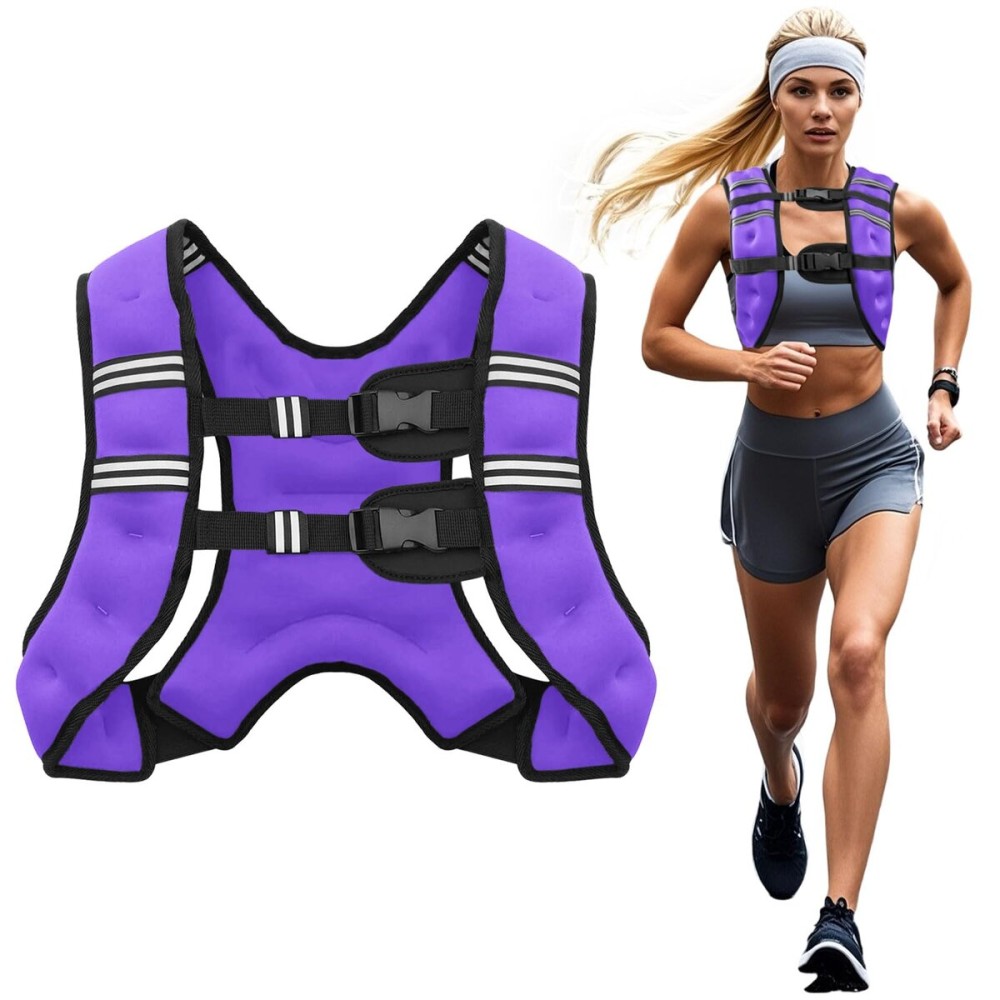 Poudee Weighted Vest, 16LB Weight Vest for Men Women, Body Weight Vests Adjustable with Reflective Stripe for Strength Training, Running, Training Workout, Jogging, Walking - 16LB, Purple