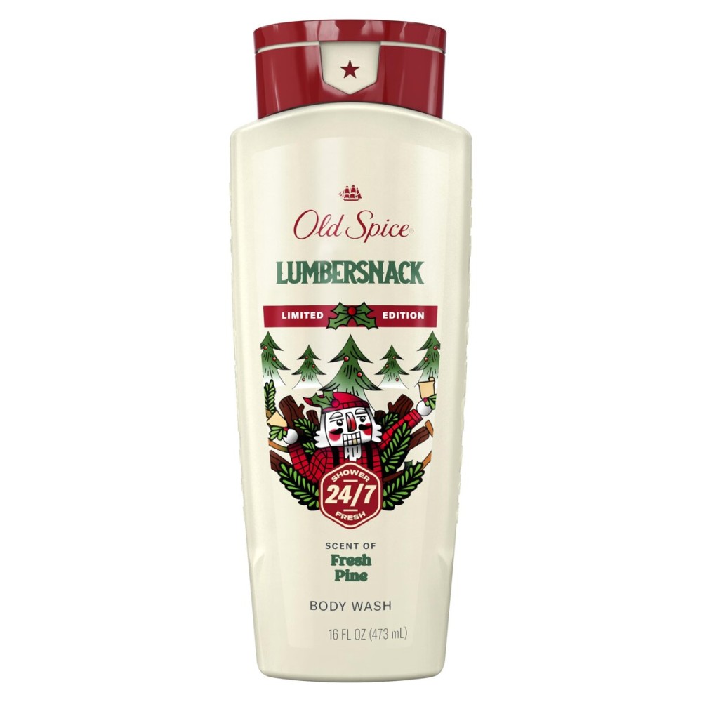 Old Spice Body Wash for Men, Holidudes Holiday Edition, 24/7 Holiday Freshness, Lasting Scent and Rich Lather, Stocking Stuffer, Lumbersnack with Fresh Pine Scent, 16 oz