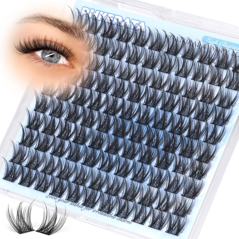 PHKERATA 12mm Wispy Lash Clusters Natural Cluster Eyelash Extensions DIY Individual Lashes C Curvature Eyelash Clusters for Daily Wear with Soft Lash Band