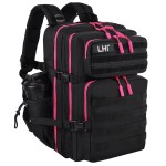 LHI Military Tactical Backpack for Men and Women 45L Army 3 Days Assault Pack Bag Large Rucksack with Molle System - Black with red zipper