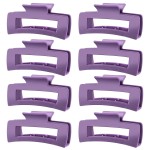 TOCESS Hair Claw Clips for Women - 8PK Large Neutral Matte Square Jumbo Hair Clips for Thick, Thin, Long, Short, Curly Hair Girls, Big Jaw Clip Set for Daily Use(Violet Purple)