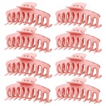 TOCESS Hair Claw Clips for Women - 8PK Large Neutral Matte Jumbo Hair Clips for Thick, Thin, Long, Short, Curly Hair Girls, Big Jaw Clip Set for Daily Use (Deep Pink)