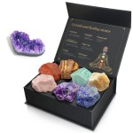 Chakra Stones Set with Crystal Cluster, (2-2.5 inch) Large Crystals and Healing Stones - Real Raw Healing Crystals and Stones Positive Energy for Meditation, Birthday Gifts for Women, Christmas Gifts