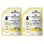 J.R. Watkins Gel Hand Soap Refill, Moisturizing Hand Wash, Formulated with Plant-Based Cleansers, Alcohol-Free, Cruelty-Free, Lemon, 34 Fl Oz, 2 Pack