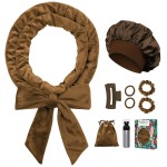 Gwabee Heatless Curls Overnight Hair Curler, 70 Soft Hair Curlers to Sleep In No Heat Curls Overnight, 9 PCS No Heat Curlers Set for Women - Golden Brown