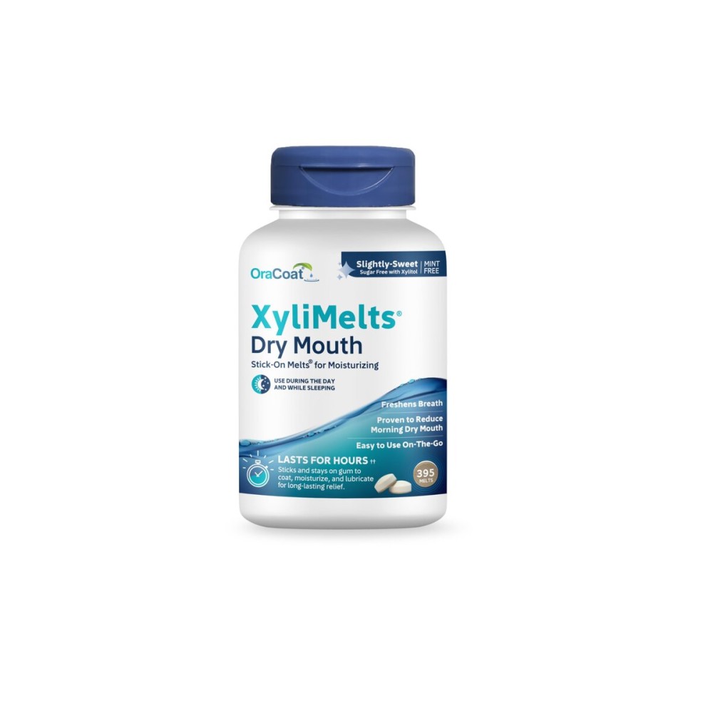 Oracoat XyliMelts for Dry Mouth Night Time or Day - Moisturizing Dry Mouth Adhering Discs, Sugar Free with Xylitol, 395 Count, Slightly Sweet Flavor, 8-Hour Relief
