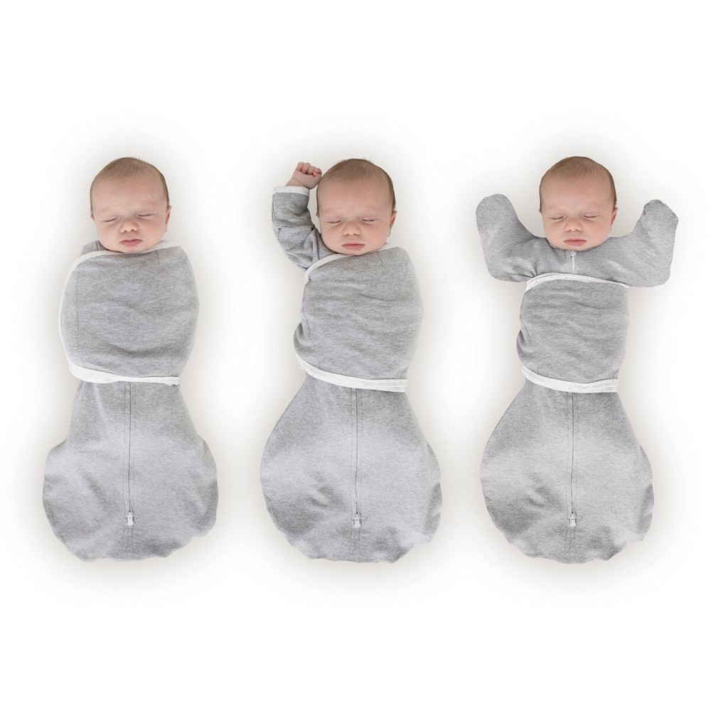 SwaddleDesigns 6-Way Omni Swaddle Sack Arms Up Swaddle for Newborn, More Options to Calm Startle Reflex, Improves Sleep, Easy Transition Baby Sleep Sack, 3 Month, 12-18 lbs, Heathered Gray
