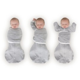SwaddleDesigns 6-Way Omni Swaddle Sack Arms Up Swaddle for Newborn, More Options to Calm Startle Reflex, Improves Sleep, Easy Transition Baby Sleep Sack, 3 Month, 12-18 lbs, Heathered Gray