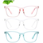 KUGUAOK 3 Pack Kids Blue Light Blocking Glasses, Boys Girls Computer Gaming TV Glasses, Lightweight Eyeglasses Frame (Age 4 to 12)