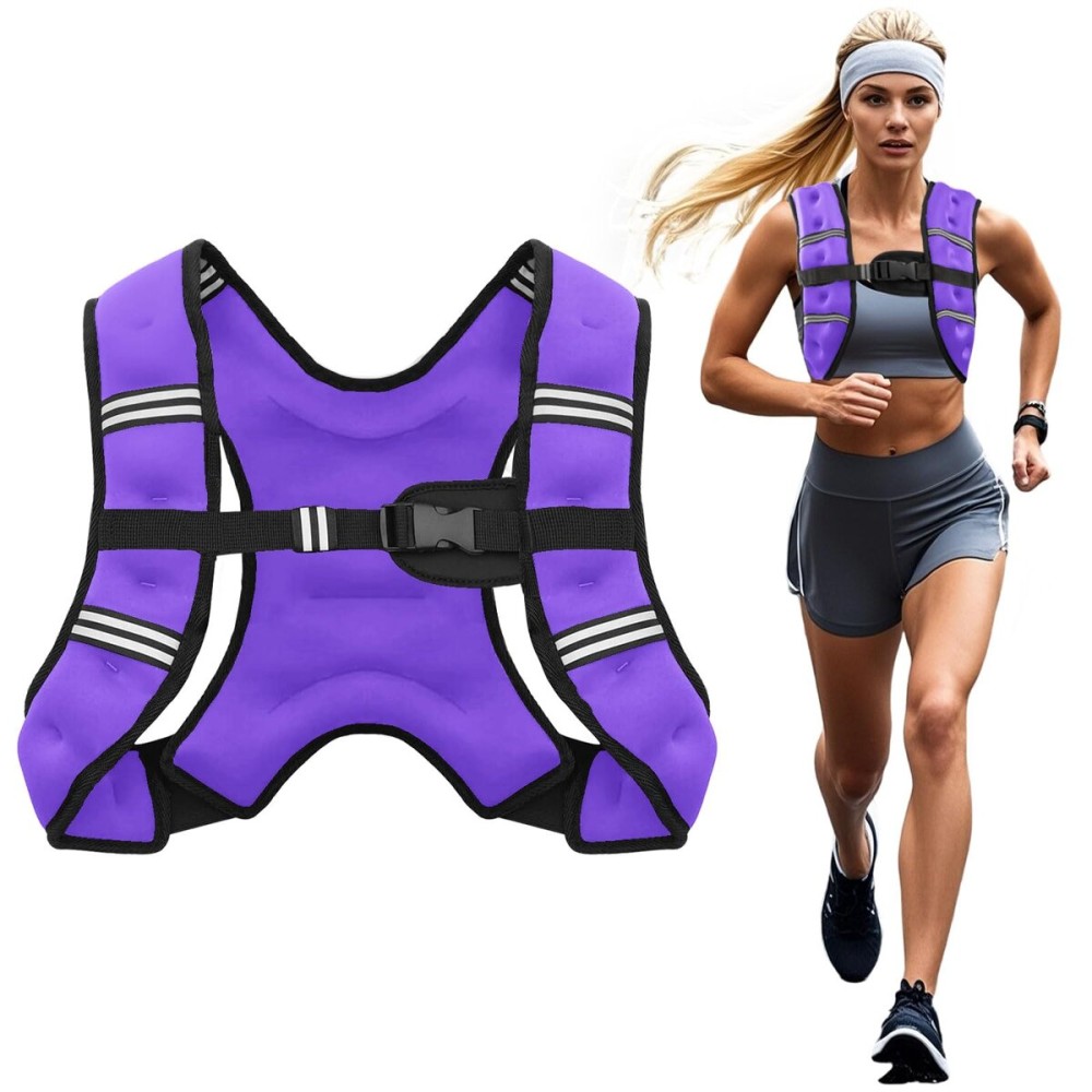 Poudee Weighted Vest, 8LB Weight Vest for Men Women, Body Weight Vests Adjustable with Reflective Stripe for Strength Training, Running, Training Workout, Jogging, Walking - 8LB, Purple