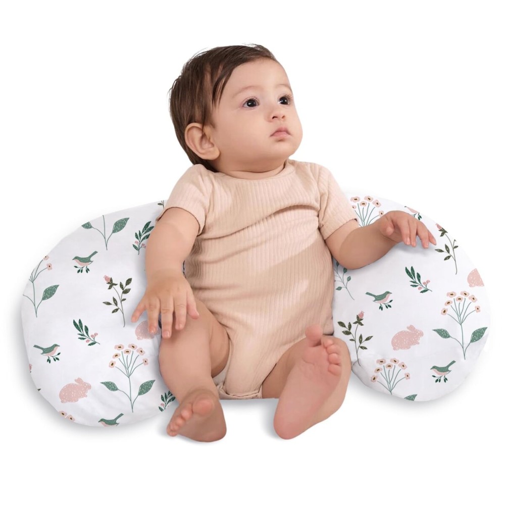 Little Grape Land Nursing Pillow,Upgraded Breast Feeding Pillow for Mom,Breastfeeding & Bottle Feeding for 0-15 Months, Soft Machine Washable Cover with Firm Breathable Filling, Tummy Time,Bunny