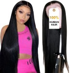CUTE BEIN 13x6 Skinlike HD Lace Front Wig, 100% Human Hair, [2-Year Life], 200 Density Straight Lace Frontal Wigs Human Hair Pre Plucked, Free Part with Baby Hair 32 Inch
