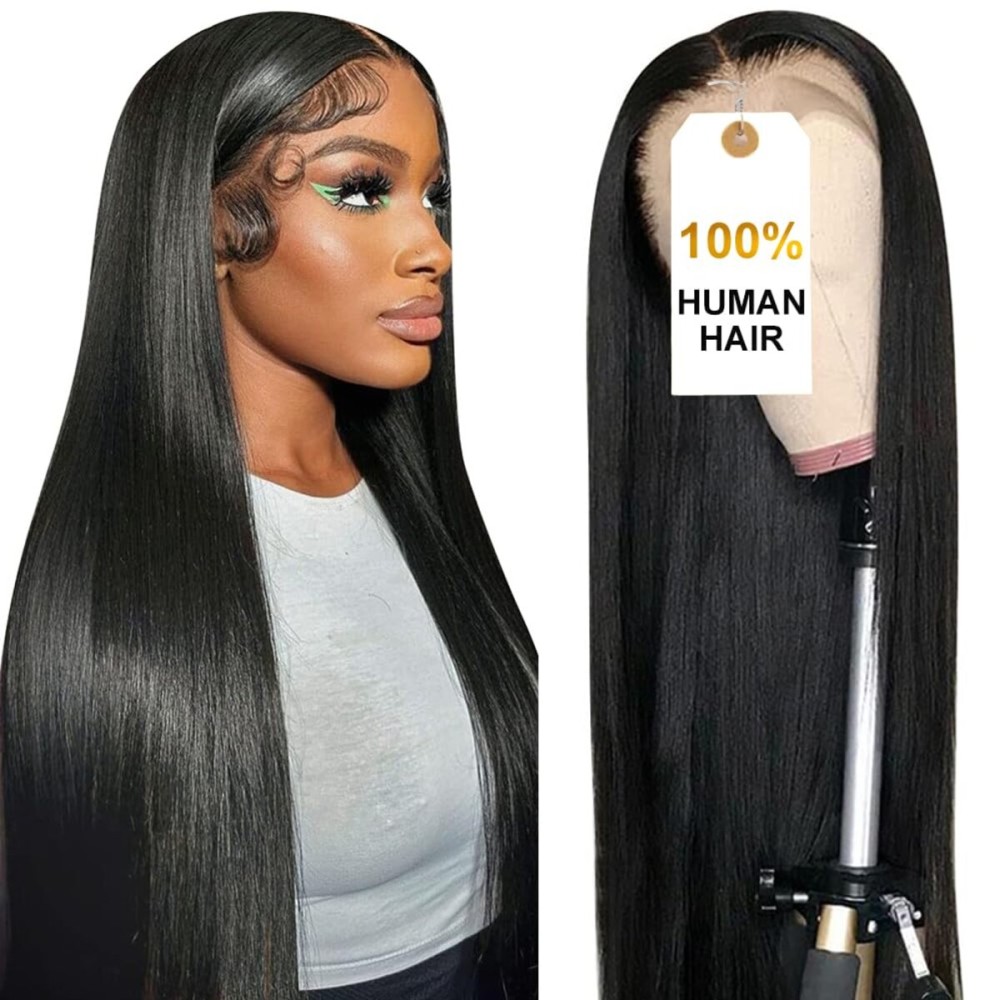 CUTE BEIN 13x6 Skinlike HD Lace Front Wig, 100% Human Hair, [2-Year Life], 200 Density Straight Lace Frontal Wigs Human Hair Pre Plucked, Free Part with Baby Hair 28 Inch