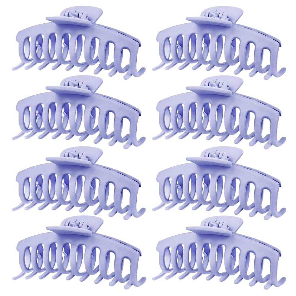 TOCESS Hair Claw Clips for Women - 8PK Large Neutral Matte Jumbo Hair Clips for Thick, Thin, Long, Short, Curly Hair Girls, Big Jaw Clip Set for Daily Use (Lavender Purple)