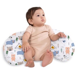 Little Grape Land Nursing Pillow,Upgraded Breast Feeding Pillow for Mom,Breastfeeding & Bottle Feeding for 0-18 Months, Soft Machine Washable Cover with Firm Breathable Filling for Tummy Time, Bear
