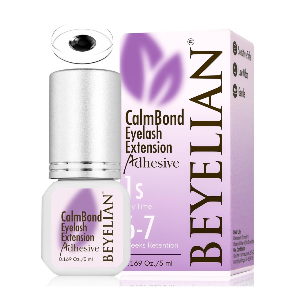 BEYELIAN Sensitive Eyelash Extension Glue 0.17fl.oz/5ml / 1Sec Drying Time/Retention - 6-7 Weeks/Black Adhesive/Professional Hypoallergenic Formaldehyde-Free Lash Extension Glue Supplies