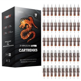 50 Assorted Tattoo Cartridge Needles Mixed Size 12 Round Liner Curved Magnum - 5 Pcs 1203RL - 10 Pcs each of 5RL, 9RM, 15M1-15 Pcs 1207RL Pro Disposable Membrane Tattoo Needles