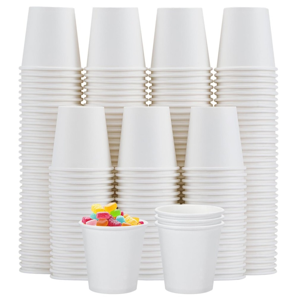 Clawsoff [300 Pack 3 oz Paper Cups White, Small Mouthwash Cups 3 OZ, Mini Disposable Bathroom Cups, Paper Cups 3 Ounce for Bathroom, Supermarket, Birthday Party, Travel, Events, Picnic, BBQ