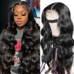 Uonoco 100 Percent Wear and Go Glueless Wigs Human Hair Pre Plucked Pre Cut 5x5 HD Lace Closure Wigs Human Hair Ready to Wear Body Wave Lace Front Glueless Wig for Black Women with Natural Hairline