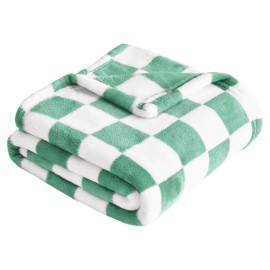 Yurhap Checkered Baby Blanket Fleece Baby Blankets for Boys, Ultra Soft Cozy Fluffy Infant Toddler Newborn Receiving Gifts for Crib Stroller, 30x40 Inch, Jade Green