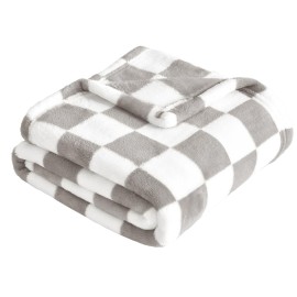 Yurhap Checkered Baby Blanket Fleece Baby Blankets Neutral for Boys Girls, Super Soft Warm Lightweight Infant Toddler Newborn Receiving Gifts for Crib Stroller, 30x40 Inch, Greige