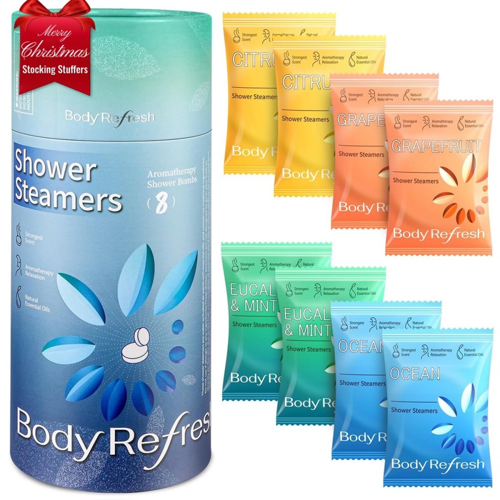 BodyRefresh Shower Steamers Aromatherapy, Birthday Gifts for Men, 8 Pack Shower Bombs with Essential Oils, Self Care Gifts for Him, Boyfriend, Husband, Mens Christmas Gifts, Stocking Stuffers 2025