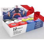 WARM BODY COLD MIND 1.85 Premium Weightlifting Thumb Tape - Hook Grip Tape for Powerlifting, Cross Training, Gym Tape, Workout, Weight Lifting Tape, Athletic Finger Wrap (12 Rolls V4 Mix)