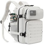 QT&QY 25L Military Tactical Backpacks For Women Survival Army Laser cut Molle Daypack small EDC Bug Out Bag Gym Rucksack With Dual Cup Holders medical Rucksack White heavy duty backpack