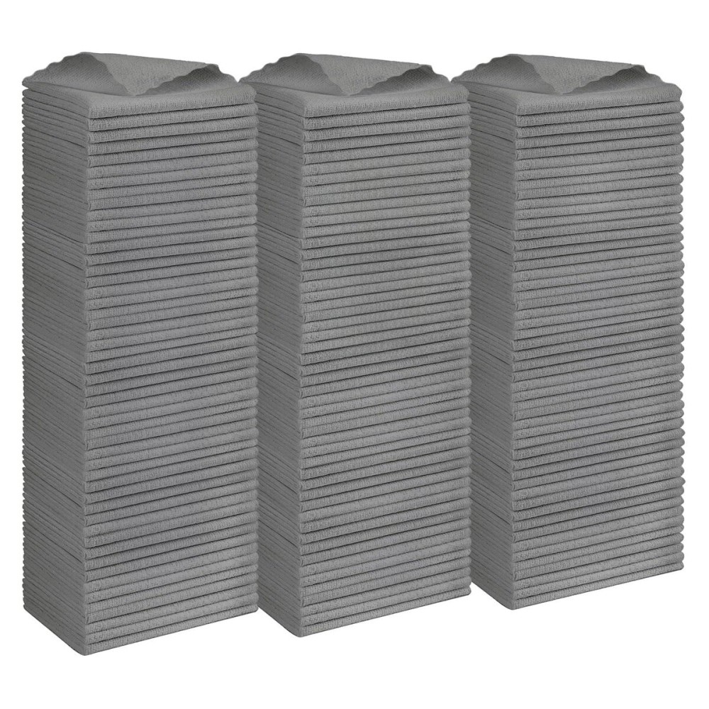 Orighty Grey Microfiber Cleaning Cloth, 150 Pack Highly Absorbent Cleaning Supplies, Lint Free Kitchen Towels Cleaning Rags, Microfiber Towels for Cars, House, Window, 12x12 inch