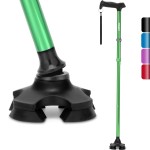 REHAND Walking Cane for Men & Women - Foldable, Adjustable, Lightweight, Self Standing Pivot Walking Cane, Soft Handle Grip, with Travel Bag, Walking Sticks for Seniors & Adults (Green)