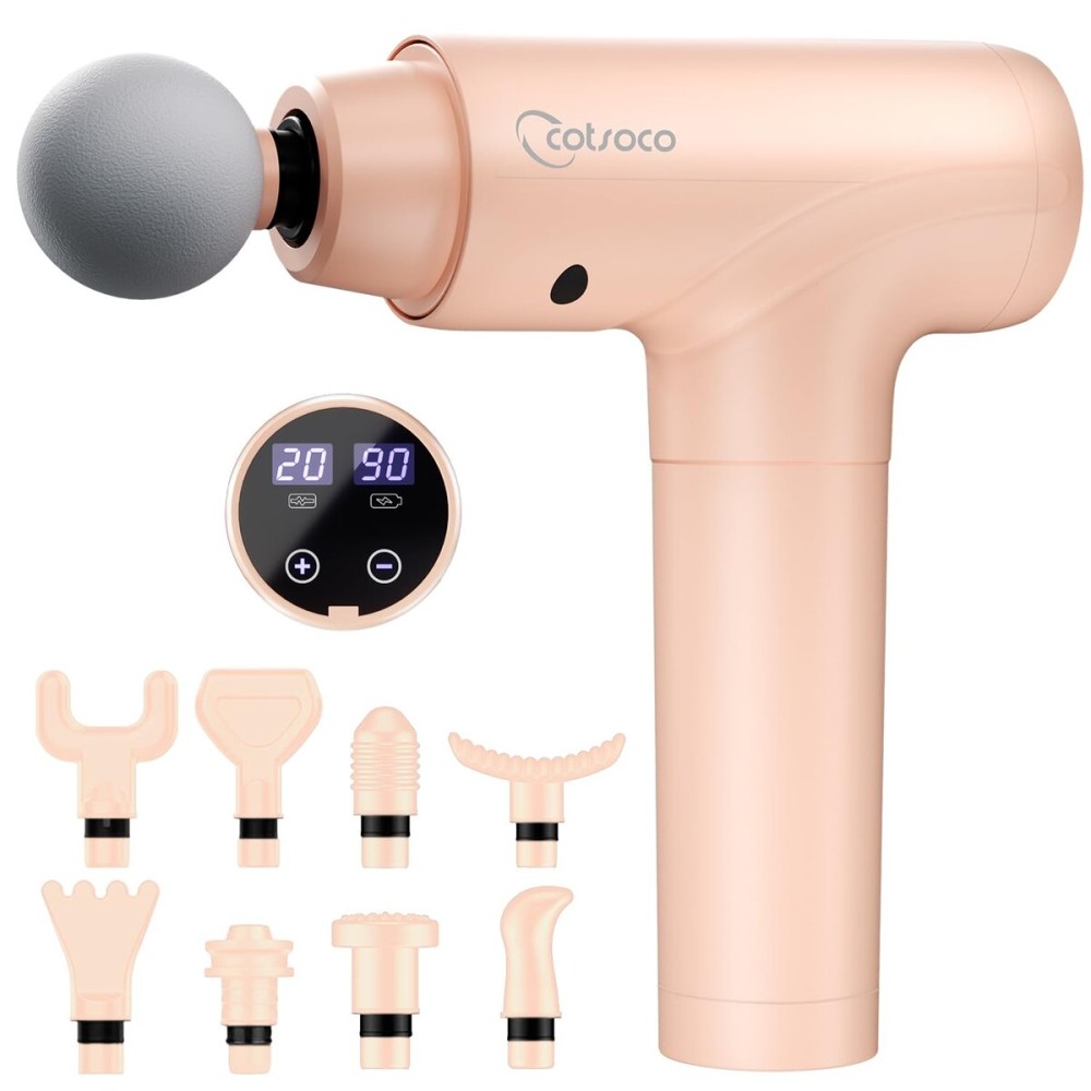 cotsoco Massage Gun Deep Tissue, Muscle Massage Gun Back Massager for Pain Relief, 20 Speeds Handheld Electric Massager Tool with Silent Brushless Motor, Suitable for Gym Office Home Travel
