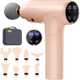 cotsoco Massage Gun Deep Tissue, Muscle Massage Gun with 9 Attachment Heads 20 Speeds & Silent Brushless Motor for Pain Relief, Handheld Percussion Back Massager Gun for Athletes(Pink)