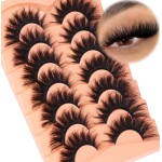 Mink Lashes Volume False Eyelashes 20mm Long Fake Lashes Thick Cat Eye Lash Strips Faux Mink Eyelashes Wispy Eyelash Pack by Kiromiro, 7 Pairs