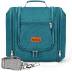 COOSKY Hanging Travel Toiletry Bag for Women and Men, 6 Organizer Compartments, Large Toiletries essentials, Bathroom Cosmetic Accessories, Water-resistant Makeup Bag, Holds Full-Size Shampoo, Blue