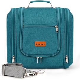 COOSKY Hanging Travel Toiletry Bag for Women and Men, 6 Organizer Compartments, Large Toiletries essentials, Bathroom Cosmetic Accessories, Water-resistant Makeup Bag, Holds Full-Size Shampoo, Blue