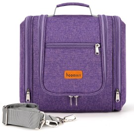 COOSKY Hanging Travel Toiletry Bag for Women and Men, 6 Organizer Compartments, Large Toiletries essentials, Bathroom Cosmetic Accessories, Water-resistant Makeup Bag, Holds Full-Size Shampoo, Purple