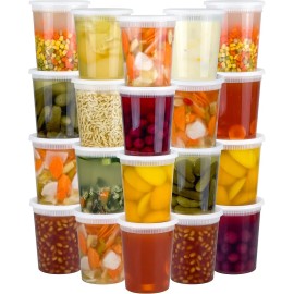 Dipoo 40 Sets (80-Piece) Deli Containers with Lids 32 oz, Leak-Proof & BPA Free Airtight Takeout Plastic Food Storage Containers for Soup, Freezer/Microwave/Dishwasher Safe