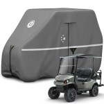 LI LIBZAKI 2+2/4 Passenger Golf Cart Cover Fits EZGO, Club Car, Yamaha, 420D Waterproof Windproof Sunproof Outdoor All-Weather Full Cover -Gray-L