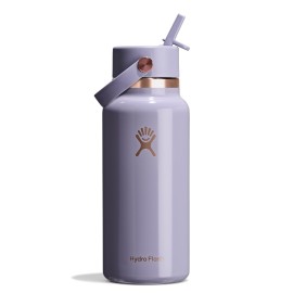 Hydro Flask Water Bottle - Insulated Stainless Steel - Wide Mouth Flex Straw Lid, Non Spill, Leakproof and Refillable in 32 Oz Vapor Rose Gold